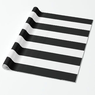 Papier rayé noir et blanc d'emballage cadeau