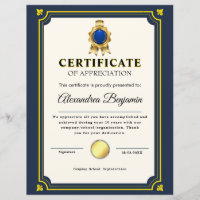 Réalisation Apprécier Gold Blue Certificat