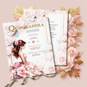 Papier Réception de la cérémonie de la Quinceanera rose v