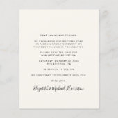 Papier Réception de mariage à la crème chic Enregistrer l (Dos)