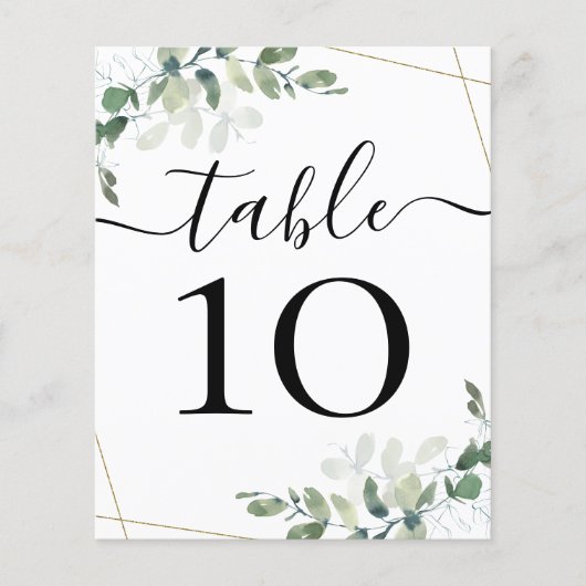 Papier Réception de mariage BUDGET Eucalyptus Numéro de t (Devant)