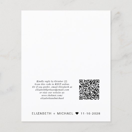 Papier Réception de mariage budgétaire Code QR Simple Inv (Dos)