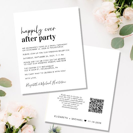Papier Réception de mariage budgétaire Code QR Simple Inv