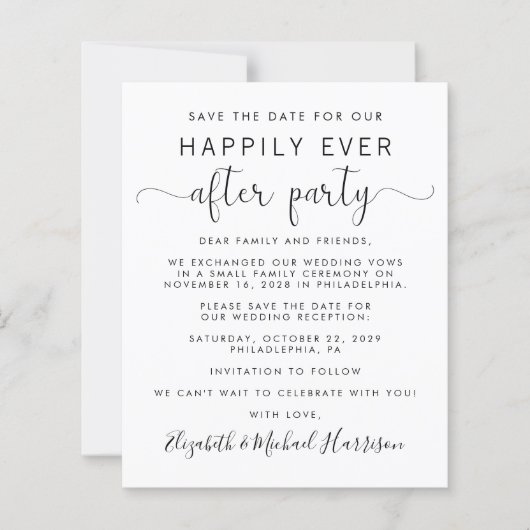 Papier Réception de mariage budgétaire Enregistrer la dat (Devant)