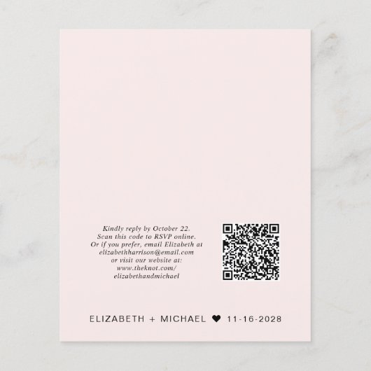Papier Réception de mariage budgétaire QR Code Invitation (Dos)