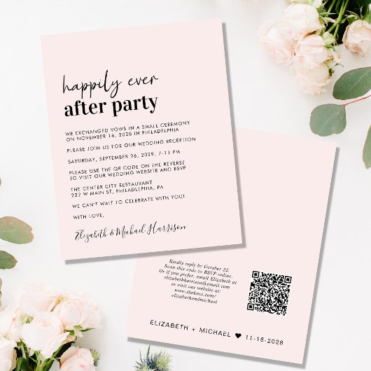 Papier Réception de mariage budgétaire QR Code Invitation