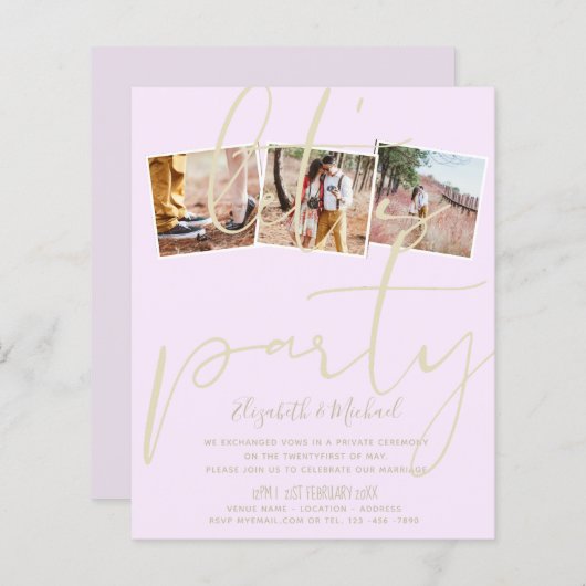 Papier Réception de mariage de fête Eloped (Devant / Derrière)