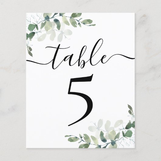 Papier Réception de mariage Eucalyptus Numéro de tableau  (Devant)