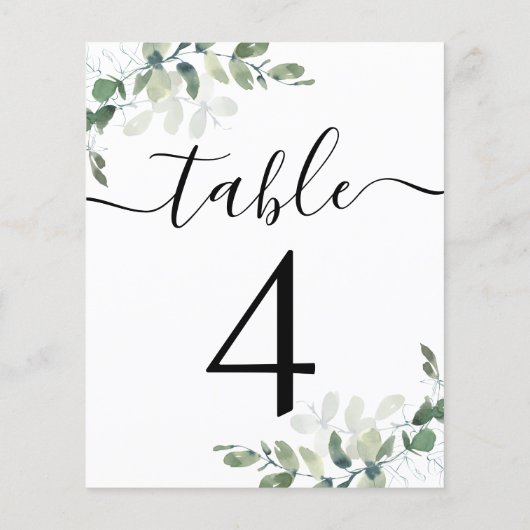 Papier Réception de mariage Eucalyptus Numéro de tableau  (Dos)