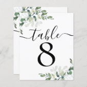 Papier Réception de mariage Eucalyptus Numéro de tableau  (Devant / Derrière)