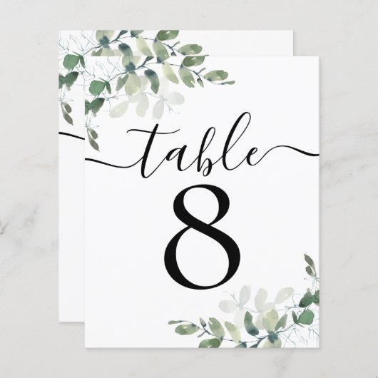 Papier Réception de mariage Eucalyptus Numéro de tableau  (Devant / Derrière)