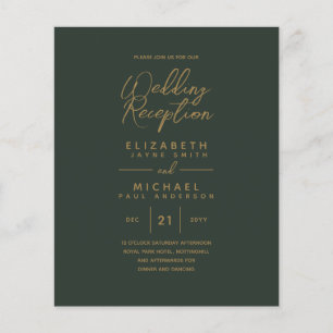 Papier Réception de mariage moderne Green Gold Budget