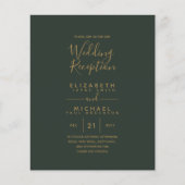 Papier Réception de mariage moderne Olive Green Gold Budg (Devant)