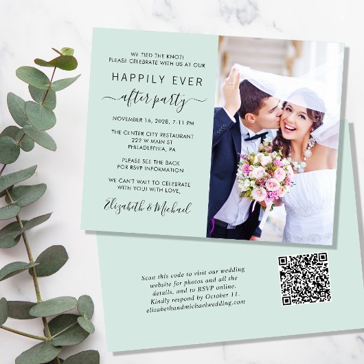 Papier Réception de mariage Photo QR Code Monnaie Invitat
