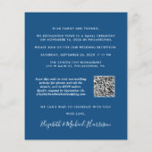 Papier Réception de mariage QR Code Photo Blue Invitation (Dos)