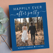 Papier Réception de mariage QR Code Photo Blue Invitation