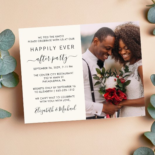 Papier Réception Mariage Photo Cream Invitation