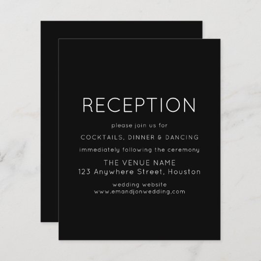 Papier Réception simple budget blanc noir Mariage Encl (Devant / Derrière)