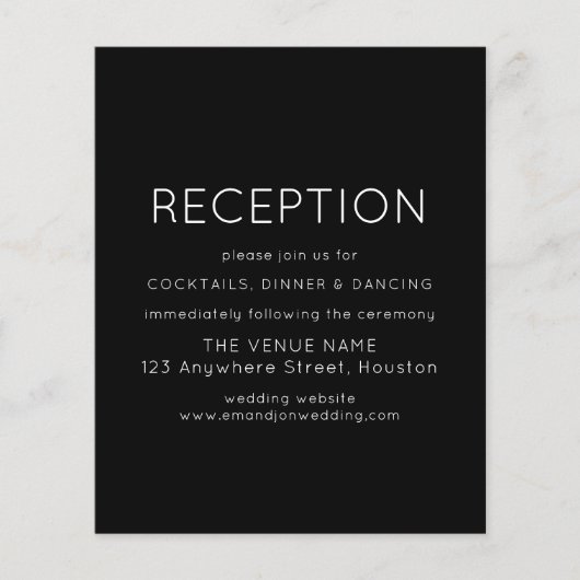 Papier Réception simple budget blanc noir Mariage Encl (Devant)