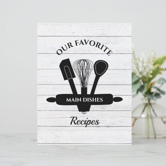 Papier Recette à onglets Rustique en bois blanc Divider l (Debout devant)