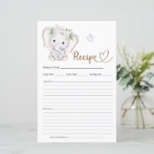 Papier Recette Baby shower éléphant bébé (Debout devant)
