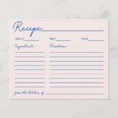 Papier Recette Bleue Chic manuscrite Pour La Mariée (Devant)