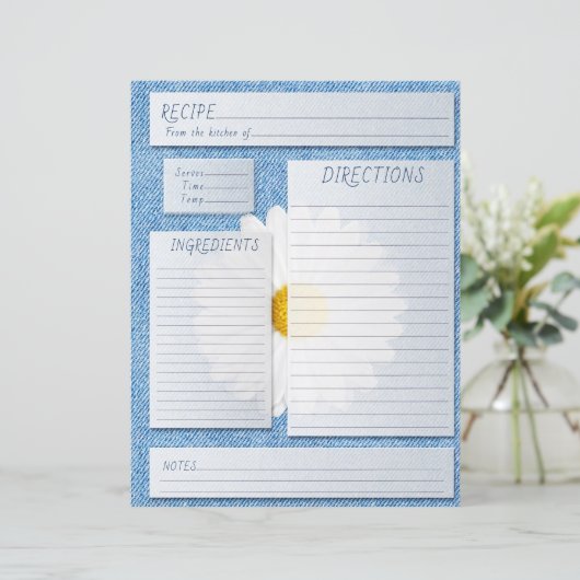 Papier Recette Cookbook Insertion Jeans Daisy Pays (Debout devant)