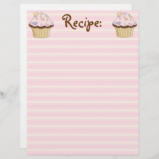 Papier Recette CupCake (Devant / Derrière)