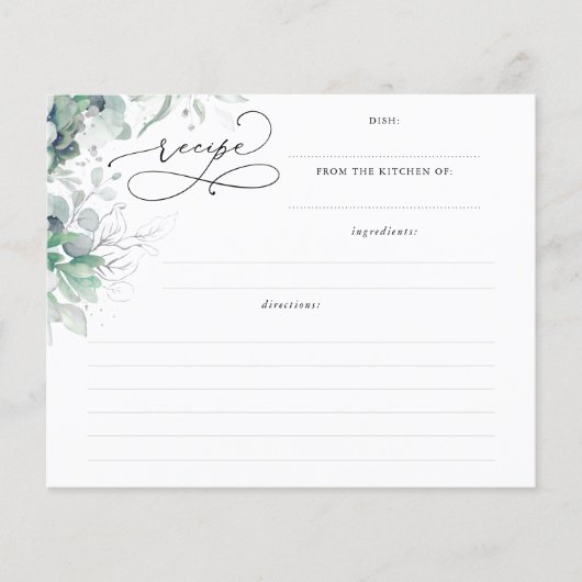 Papier Recette de Baby Shower de Mariage Succulentes et V (Devant)