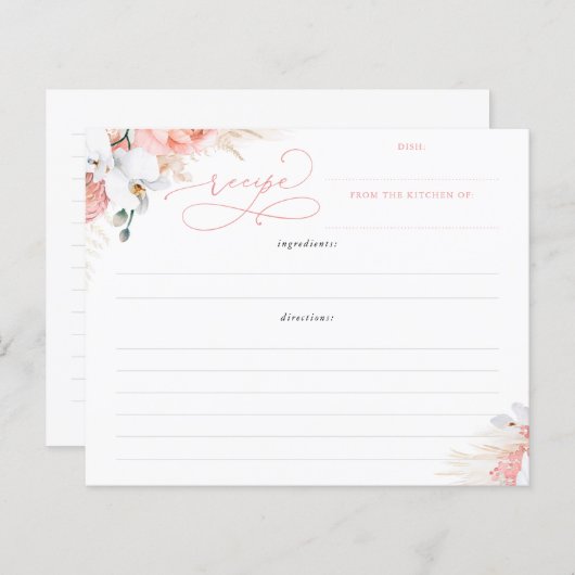 Papier Recette de Fête des mariées Boho rose doux (Devant / Derrière)