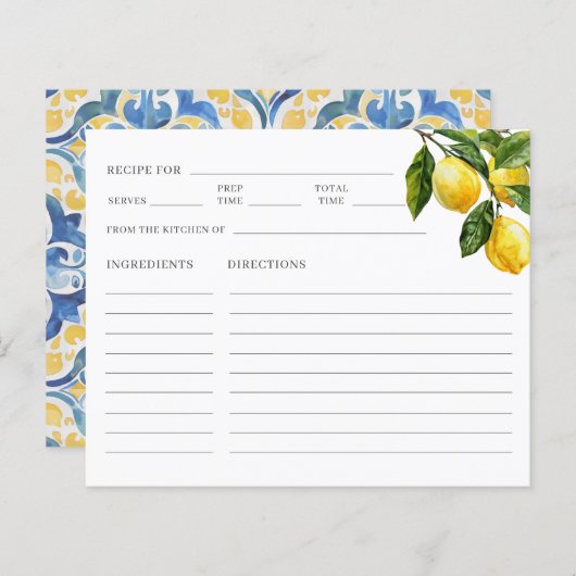 Papier Recette de Fête des mariées de citron méditerranée (Devant / Derrière)