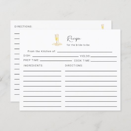 Papier Recette de Fête des mariées de perles Prosecco (Devant / Derrière)