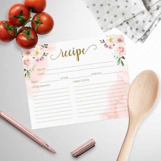 Papier Recette de Fête des mariées d'or florale rose