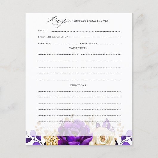 Papier Recette de Fête des mariées d'or violet royal viol (Devant)