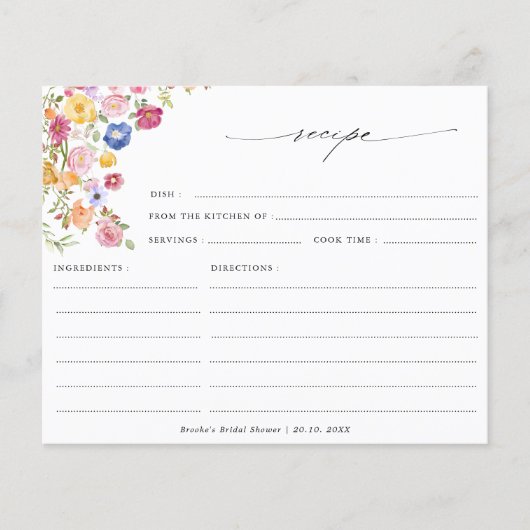 Papier Recette de Fête des mariées Fleur sauvage de print (Devant)