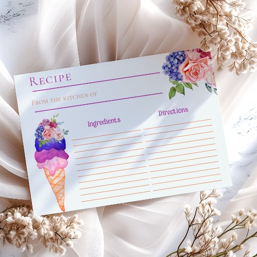 Papier Recette de Fête des mariées florale de crème glacé
