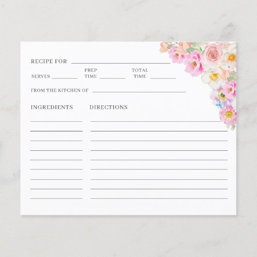 Papier Recette de Fête des mariées florale en fleurs colo (Devant)