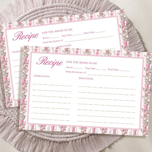 Papier Recette de Fête des mariées Vintage rose
