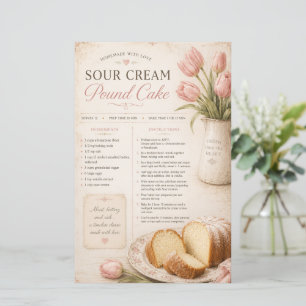 Papier Recette de Gâteau Pound au Crème Aigre, Tulipes Ro
