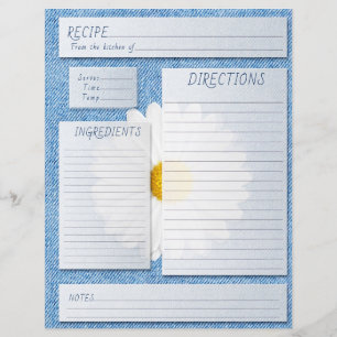 Papier Recette de livre de cuisine Insérer Jeans Daisy Ca