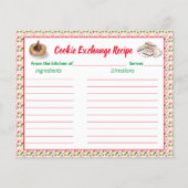 Papier Recette d'échange de biscuits de Noël à l'aquarell (Devant)