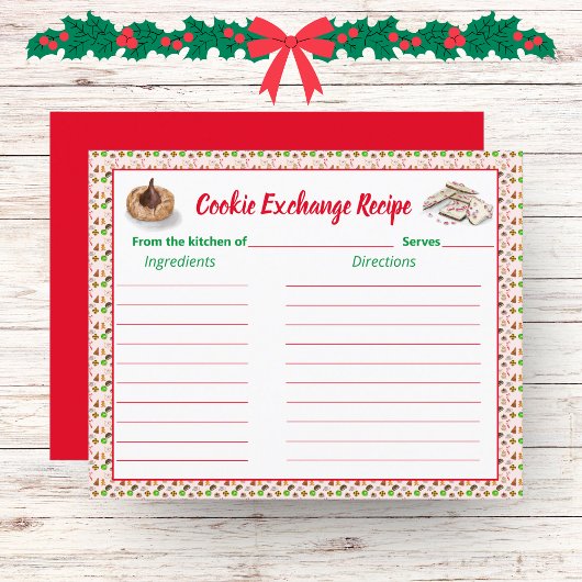 Papier Recette d'échange de biscuits de Noël à l'aquarell