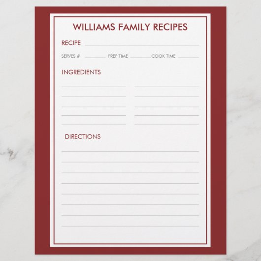 Papier Recette d'insertion de nom de famille Houndstooth  (Devant)