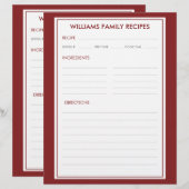Papier Recette d'insertion de nom de famille Houndstooth  (Devant / Derrière)