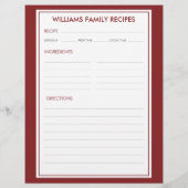 Papier Recette d'insertion de nom de famille Houndstooth  (Dos)