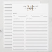 Papier Recette élégante du monogramme en or de la cuisine (Devant / Derrière)