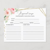 Papier Recette Fête des mariées à huile d'or floral vert (Devant)