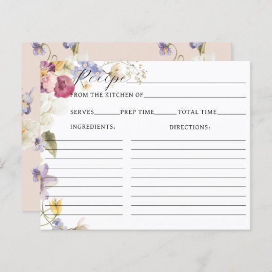 Papier Recette fleur sauvage de Fête des mariées Boho (Devant / Derrière)