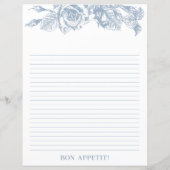 Papier Recette florale bleu poussiéreux (Dos)