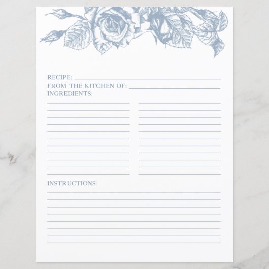 Papier Recette florale bleu poussiéreux (Devant)